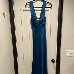 Ocean blue floor length Calvin Klein dress